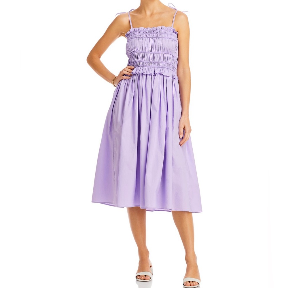 AQUA Ruched Sleeveless Midi Dress Lavender Purple XL